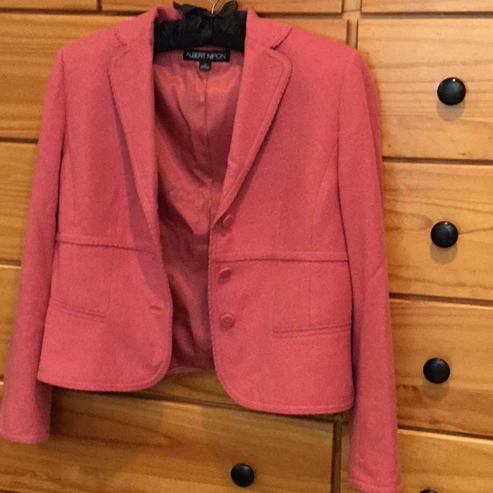 Pink, 70% wool jacket.